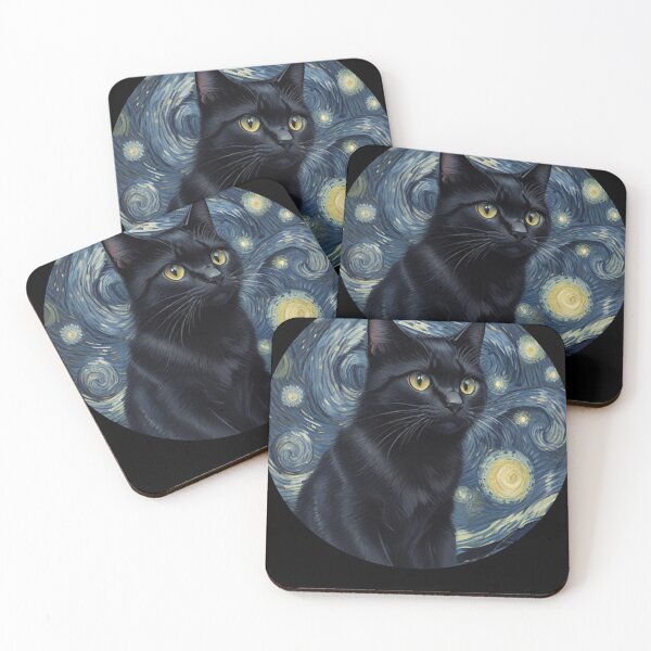 Item preview, Starry night Black Cat Van gogh Style designed and sold by LucyProsacco6.