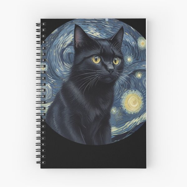 Item preview, Starry night Black Cat Van gogh Style designed and sold by LucyProsacco6.