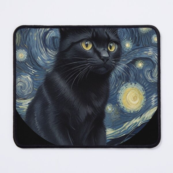 Item preview, Starry night Black Cat Van gogh Style designed and sold by LucyProsacco6.