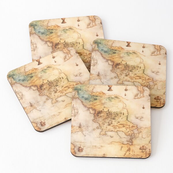 Item preview, Fantasy World Watercolor Map Pattern on Parchment designed and sold by SchorlCraft.