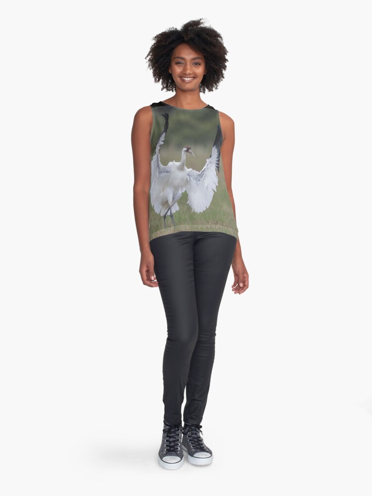 Thumbnail 3 of 6, Sleeveless Top, Whooping crane in action designed and sold by Puttaswamy Ravishankar.