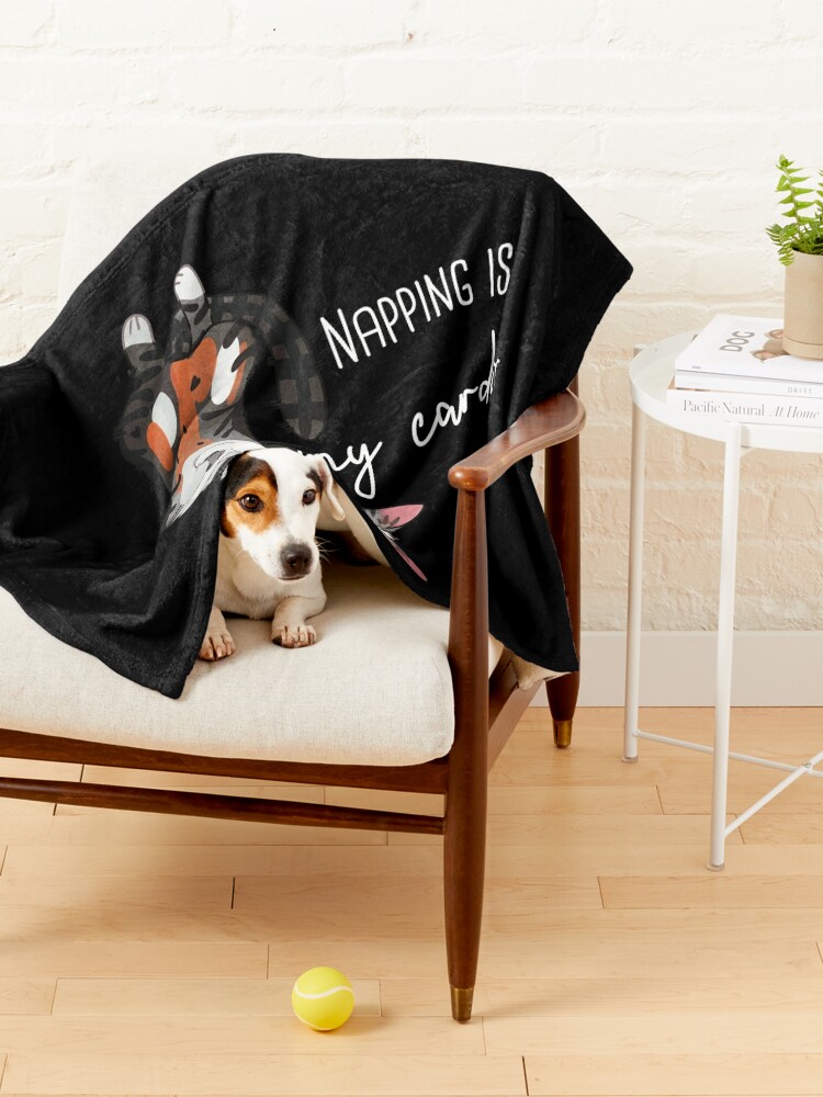 Pet Blanket, Napping is my cardio - Lazy Calico Cat designed and sold by FelineEmporium