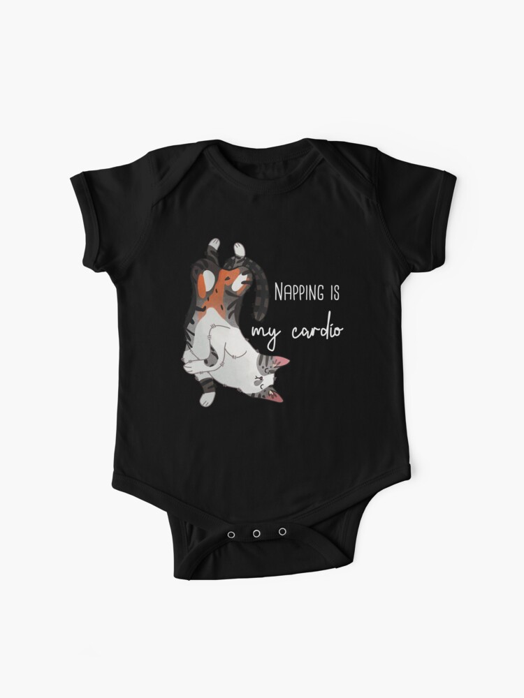 Thumbnail 1 of 2, Baby One-Piece, Napping is my cardio - Lazy Calico Cat designed and sold by FelineEmporium.