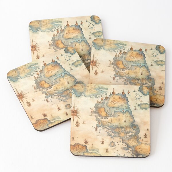 Item preview, Fantasy World Watercolor Map Pattern on Parchment designed and sold by SchorlCraft.