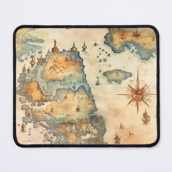 Item preview, Fantasy World Watercolor Map Pattern on Parchment designed and sold by SchorlCraft.