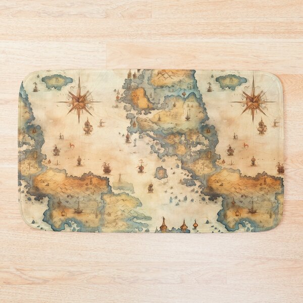 Item preview, Fantasy World Watercolor Map Pattern on Parchment designed and sold by SchorlCraft.