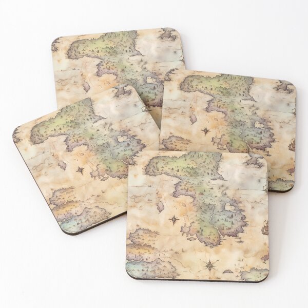 Item preview, Fantasy World Watercolor Map Pattern on Parchment designed and sold by SchorlCraft.
