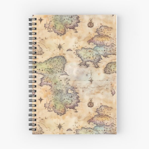 Item preview, Fantasy World Watercolor Map Pattern on Parchment designed and sold by SchorlCraft.