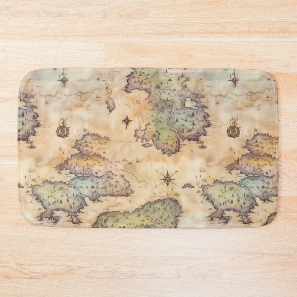 Item preview, Fantasy World Watercolor Map Pattern on Parchment designed and sold by SchorlCraft.