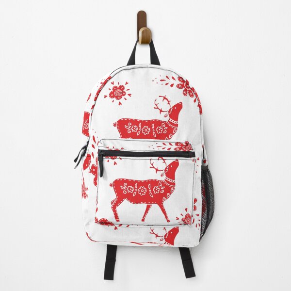 Item preview, European folk art deer and flowers in red designed and sold by Kormix.