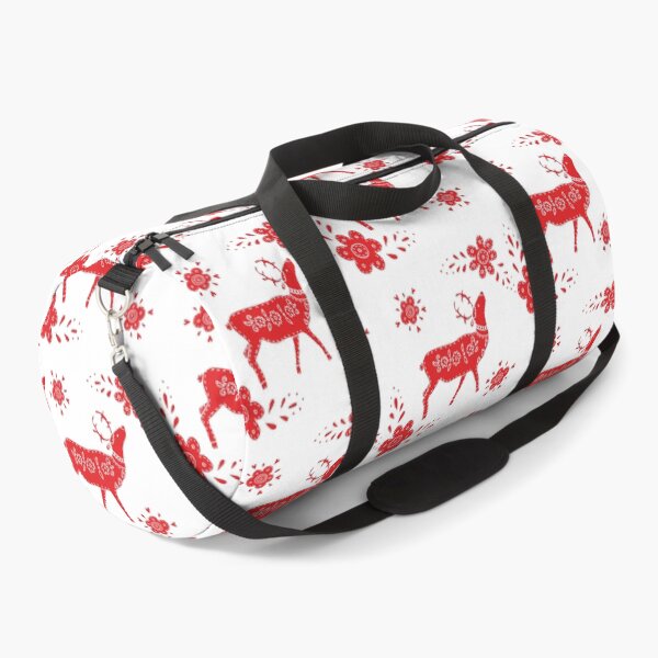 Item preview, European folk art deer and flowers in red  designed and sold by Kormix.