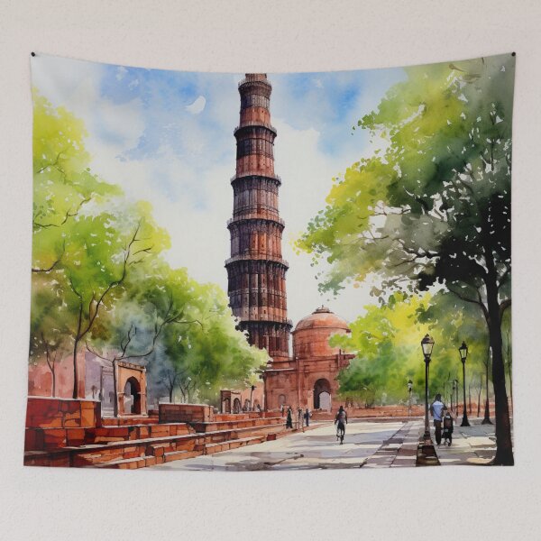 Item preview, A Watercolor Design of the Qutub Minar - Delhi - India designed and sold by Sketch-Shack.