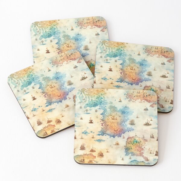 Item preview, Fantasy World Watercolor Map Pattern on Parchment designed and sold by SchorlCraft.