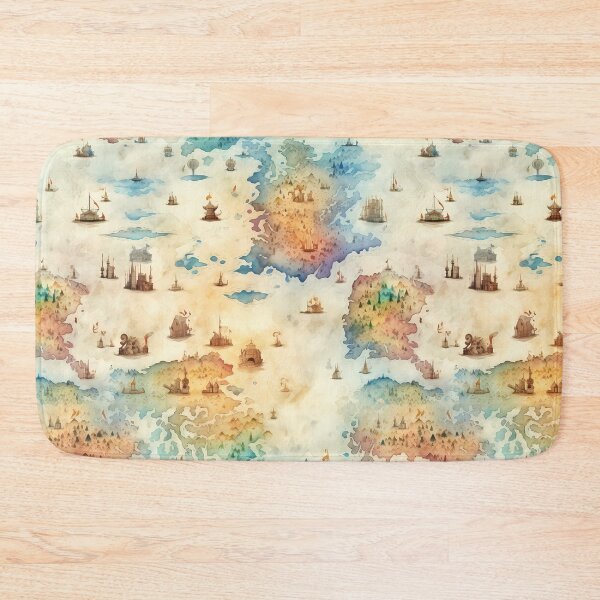 Item preview, Fantasy World Watercolor Map Pattern on Parchment designed and sold by SchorlCraft.