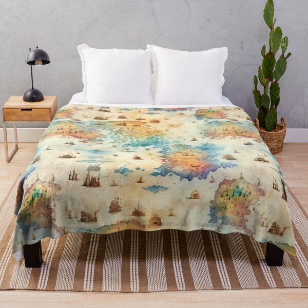 Item preview, Fantasy World Watercolor Map Pattern on Parchment designed and sold by SchorlCraft.