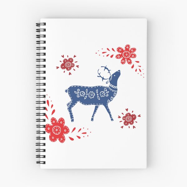 Item preview, European folk art deer and flowers in red and blue designed and sold by Kormix.