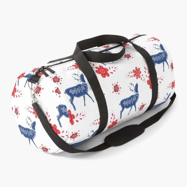 Item preview, European folk art deer and flowers in red and blue designed and sold by Kormix.