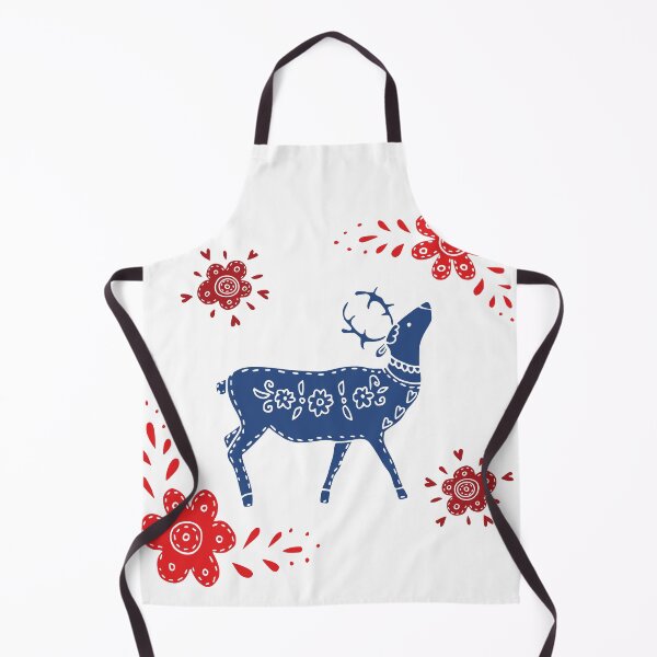 Item preview, European folk art deer and flowers in red and blue designed and sold by Kormix.