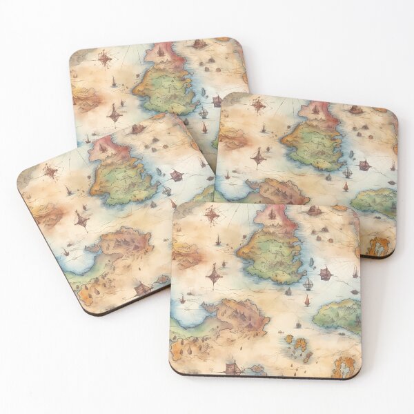 Item preview, Fantasy World Watercolor Map Pattern on Parchment designed and sold by SchorlCraft.