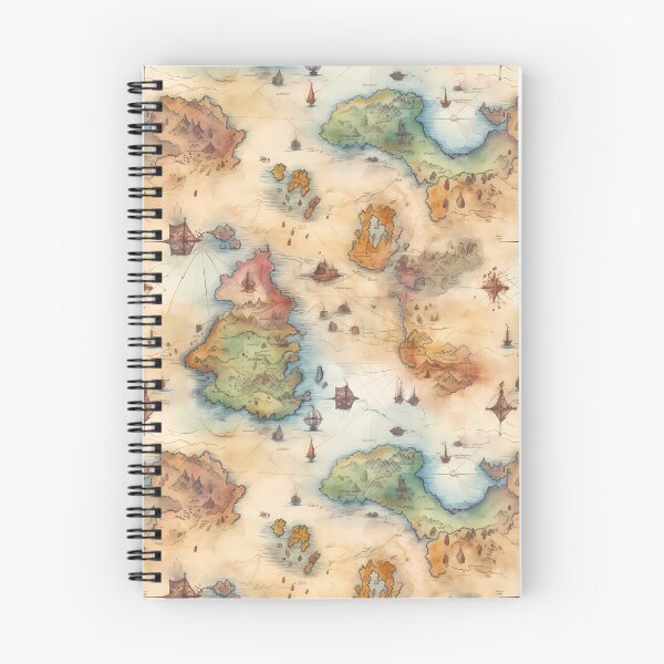 Item preview, Fantasy World Watercolor Map Pattern on Parchment designed and sold by SchorlCraft.