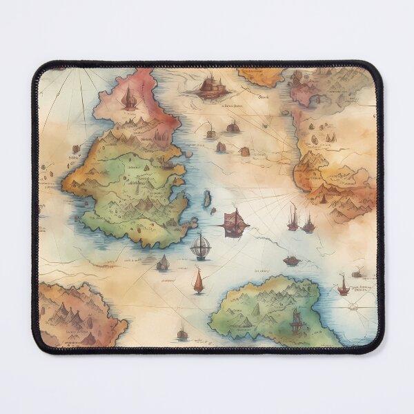 Item preview, Fantasy World Watercolor Map Pattern on Parchment designed and sold by SchorlCraft.