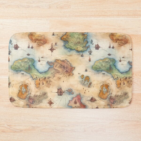 Item preview, Fantasy World Watercolor Map Pattern on Parchment designed and sold by SchorlCraft.