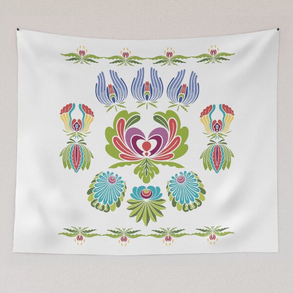 Item preview, Kalocsai folk art colorful flowers designed and sold by Kormix.