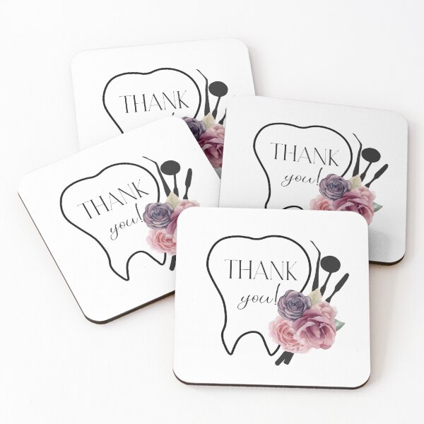 Item preview, Happy tooth. Dentist's Day. Illustration of a tooth and flower composition, thank you inscription designed and sold by Anastasiia Yurevych.