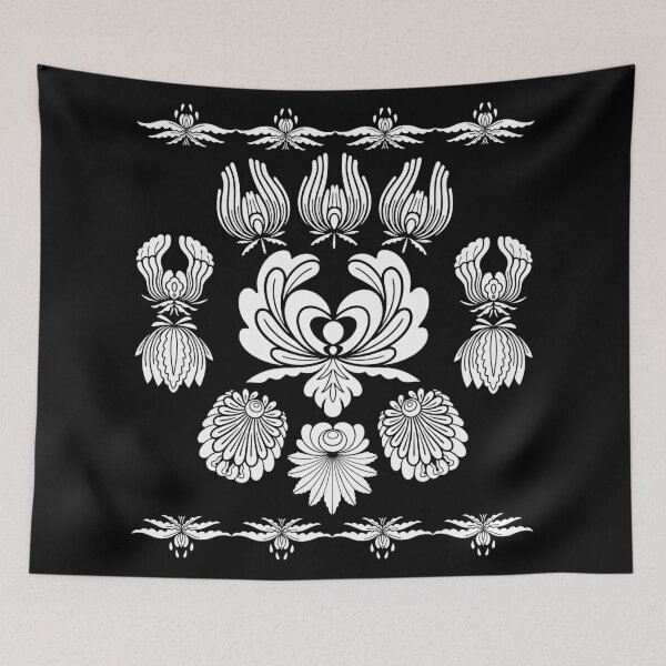 Item preview, Kalocsai folk art white flowers designed and sold by Kormix.
