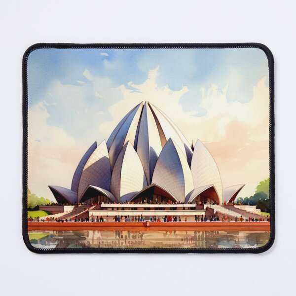 Item preview, A Watercolor Design of the Lotus Temple in Delhi - India designed and sold by Sketch-Shack.