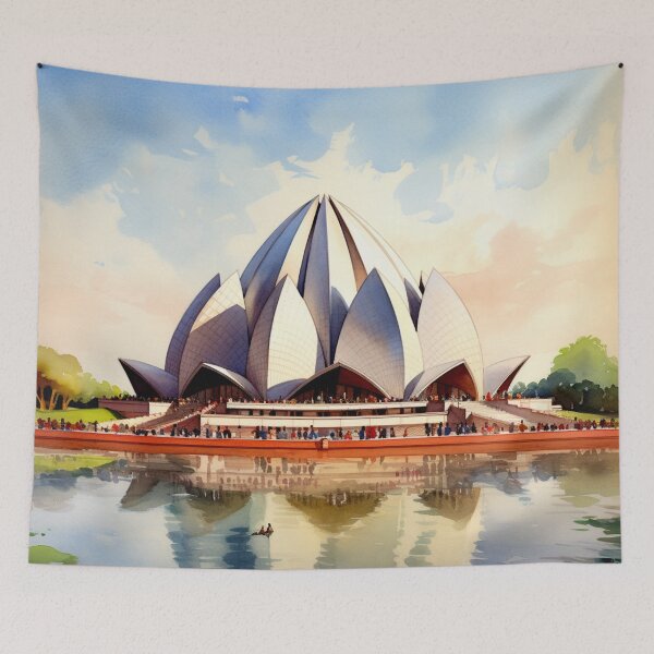 Item preview, A Watercolor Design of the Lotus Temple in Delhi - India designed and sold by Sketch-Shack.