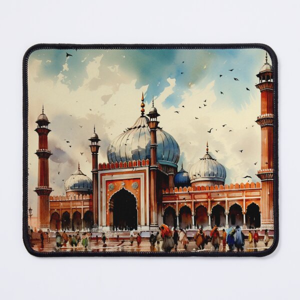 Item preview, A Watercolor Design of the Jama Masjid Mosque in Delhi - India designed and sold by Sketch-Shack.