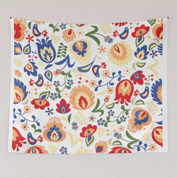 Item preview, Kalocsai folk art colorful flower pattern designed and sold by Kormix.