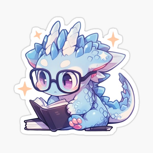 Artikel-Vorschau von Niedlicher Kawaii-Drache, der die Horde der Bibliothekare liest, designt und verkauft von CozyKawaiiArt.