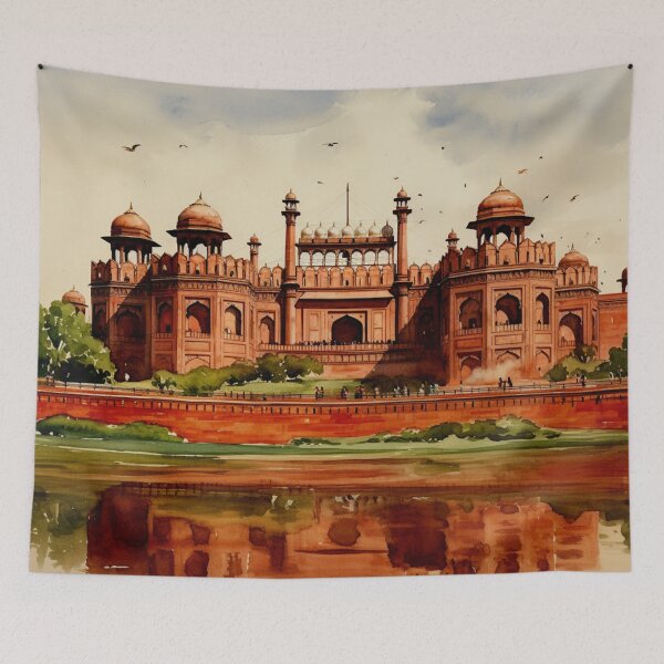 Item preview, A Watercolor Design of the Red Fort in Delhi - India designed and sold by Sketch-Shack.