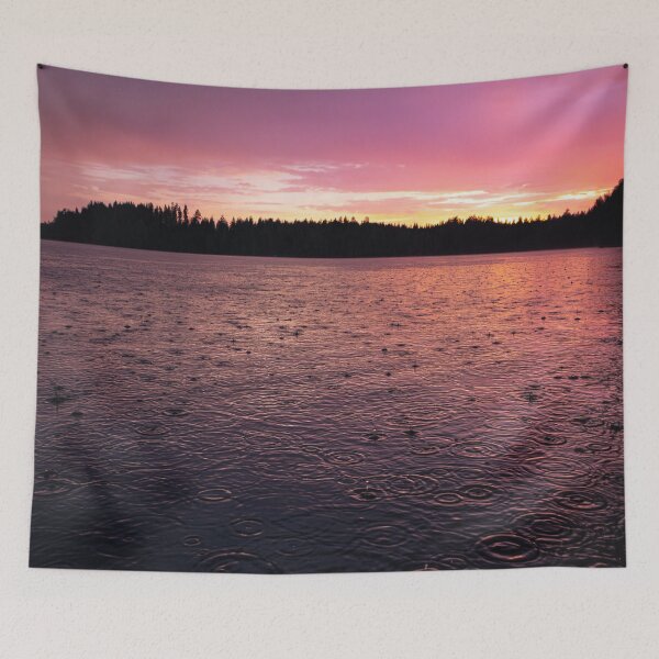Item preview, Rain and colorful sunset designed and sold by Juhku.