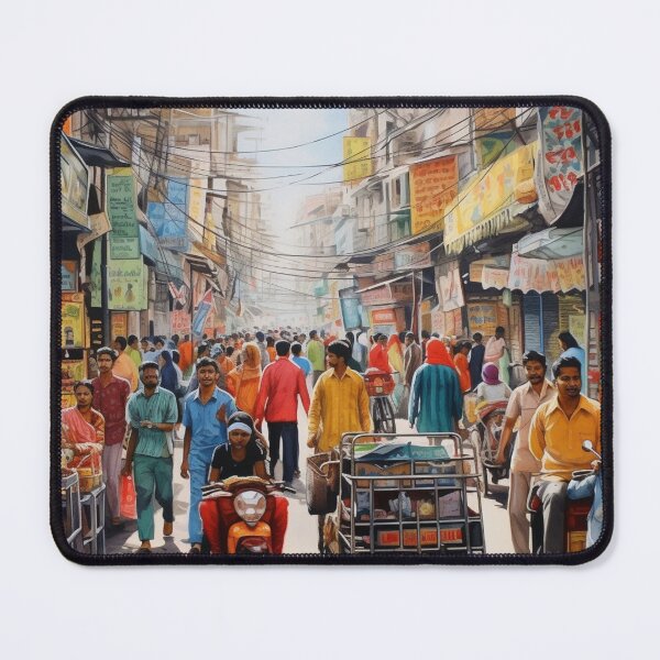 Item preview, A Watercolor Design of the Chandni Chowk in Delhi - India designed and sold by Sketch-Shack.
