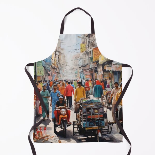 Item preview, A Watercolor Design of the Chandni Chowk in Delhi - India designed and sold by Sketch-Shack.