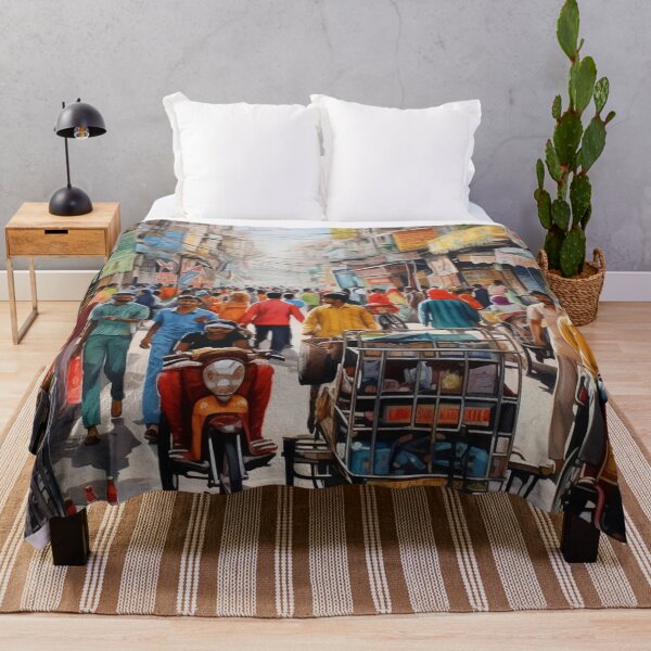 Item preview, A Watercolor Design of the Chandni Chowk in Delhi - India designed and sold by Sketch-Shack.