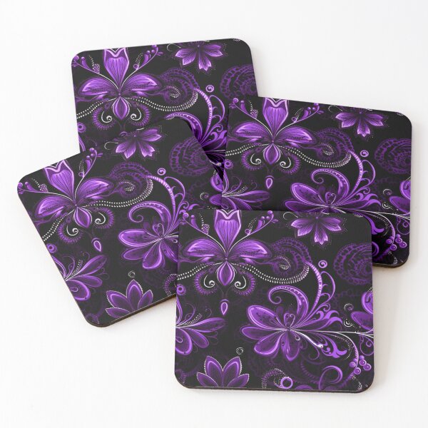 Artikelvorschau, Buntes Fantasiemuster lila schwarz Ornamente Spitze entworfen und verkauft von G-M-Designs.