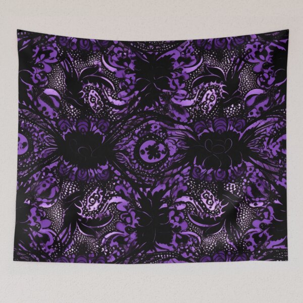 Artikelvorschau, Buntes Fantasiemuster lila schwarz Ornamente Spitze entworfen und verkauft von G-M-Designs.