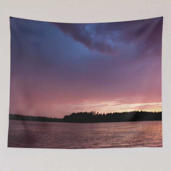 Item preview, Rain and colorful sunset designed and sold by Juhku.