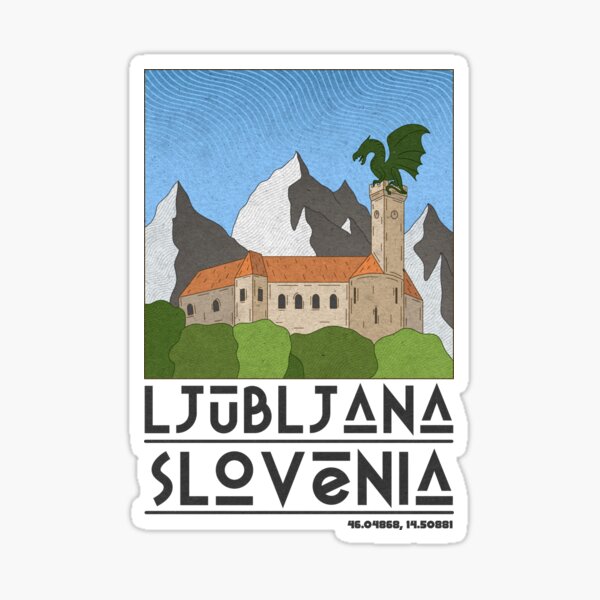 Artikel-Vorschau von Ljubljana, Slowenien Retro-Reise, designt und verkauft von JDP--Designs.