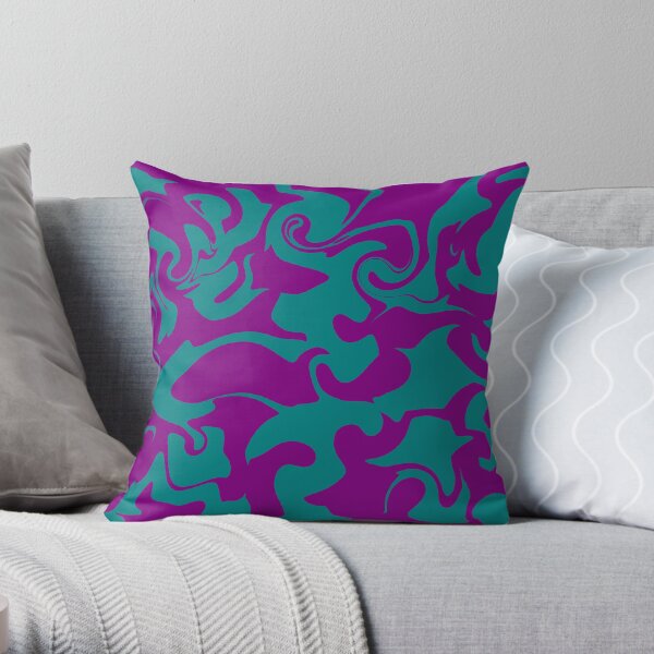 Purple Teal Turquoise and Aqua Green Abstract Art Pattern Design Throw Pillow