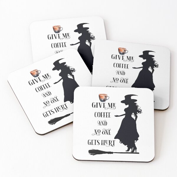Item preview, Give me coffee and no one gets hurt. Silhouette of a witch with a broom designed and sold by Anastasiia Yurevych.