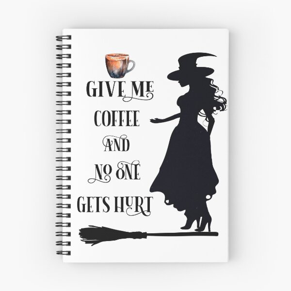 Item preview, Give me coffee and no one gets hurt. Silhouette of a witch with a broom designed and sold by Anastasiia Yurevych.