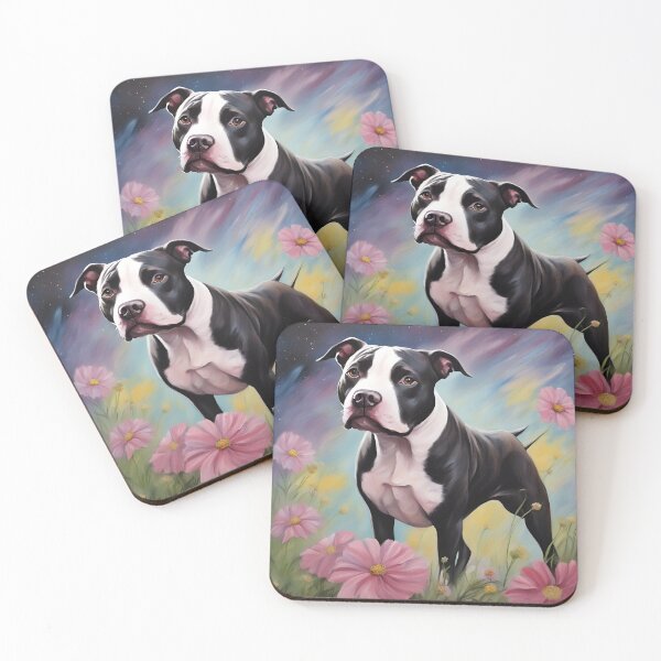 Item preview, Black and White Pitbull Painting  designed and sold by PetArt  ⭐⭐⭐⭐⭐.