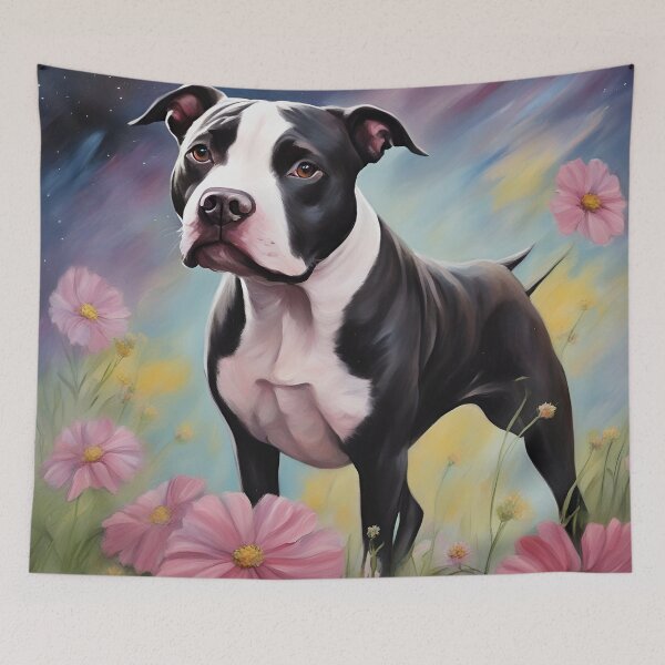 Item preview, Black and White Pitbull Painting  designed and sold by PetArt  ⭐⭐⭐⭐⭐.