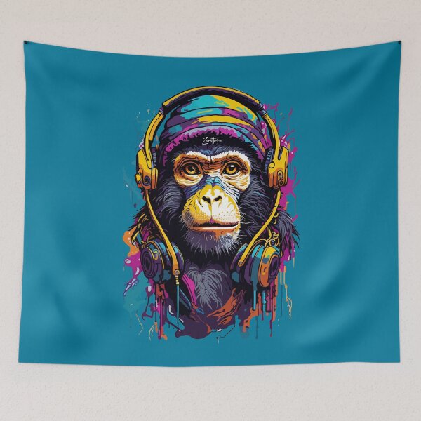 Item preview, Monkey with headphones designed and sold by Zero81.