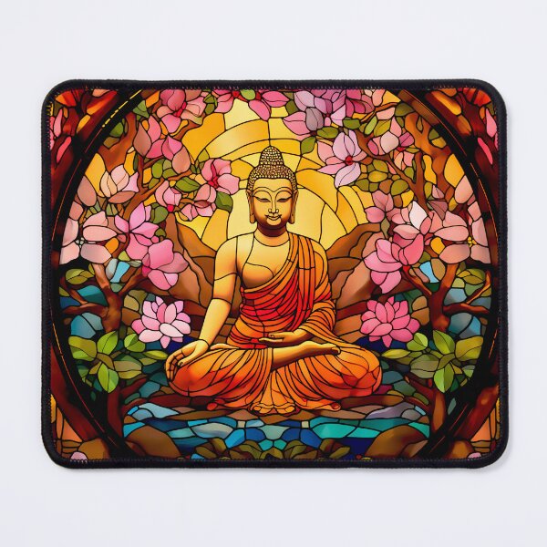 Artikelvorschau, Buntglas-Buddha entworfen und verkauft von John Novis.